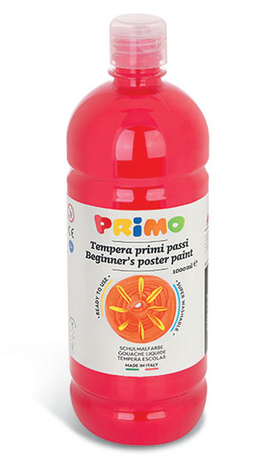 Primo Premium Poster Paint -1000ml Bottle - Primary Red 1 Per Pack