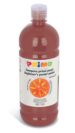 Primo Premium Poster Paint - 1000ml Bottle - Burnt Siena 1 Per Pack