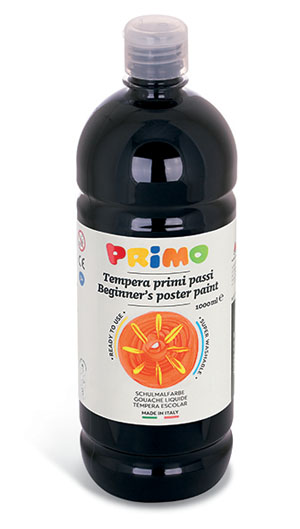 Primo Premium Poster Paint - 1000ml Bottle - Black 1 Per Pack
