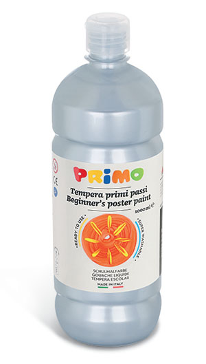 Primo Premium Poster Paint - 1000ml Bottle - Silver 1 Per Pack