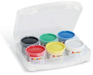 Primo Finger Paint 6x Tubs of 100gram - Carry Case