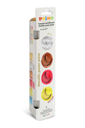 Primo Premium Paint Metallic 6x Pots of 25ml - Hangable Strip