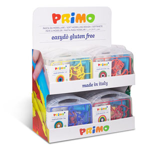 Display of 12 sets of modelling dough, 4 assorted models