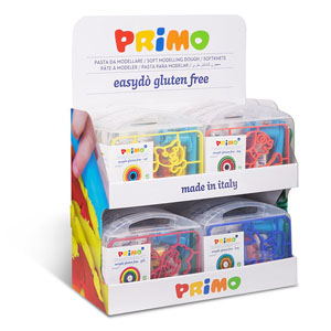 Display of 12 sets of modelling dough, 4 assorted models