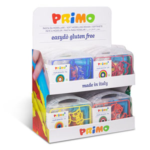 Display of 12 sets of modelling dough, 4 assorted models