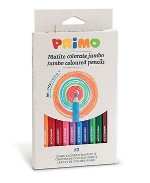 Primo Jumbo Colouring Pencils 5.5mm Dia - 12x Assorted Pack