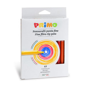 Primo Fibre-Tip Pens 2.5mm Dia - 12x Assorted Per Pack