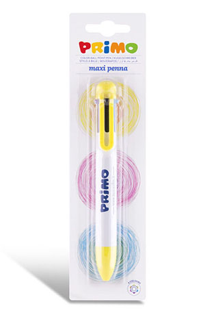 Primo 6x Colour Ball Point Pen - 1x Per Blister Pack