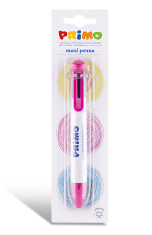 Primo 6x Colour Ball Point Pen - 1x Per Blister Pack