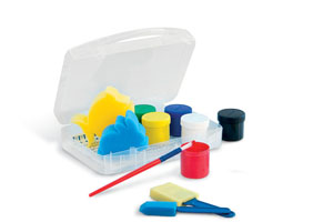 Primo Premium Paint Kit 6x Tubs of 44ml, Sponges & Brushes - Carry Case