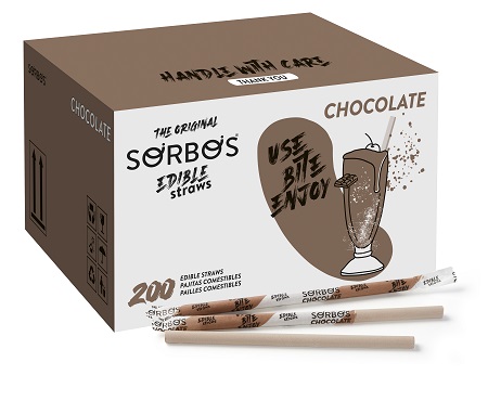 Sorbos Edible Straws Chocolate - 8mm x 195mm - 200x Per Pack