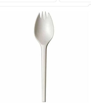 White Compostable Sporks - 100 Per Pack