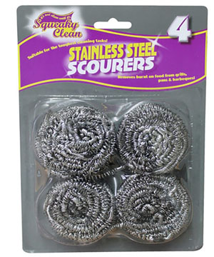 Squeaky Clean Steel Scourers - 4 Per Pack