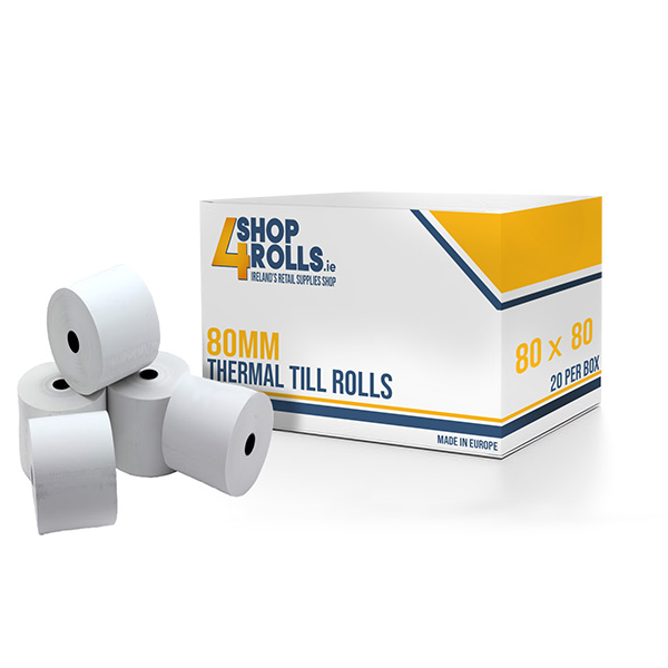 80mm Thermal Till Rolls 55GSM - 20 Rolls Per Box