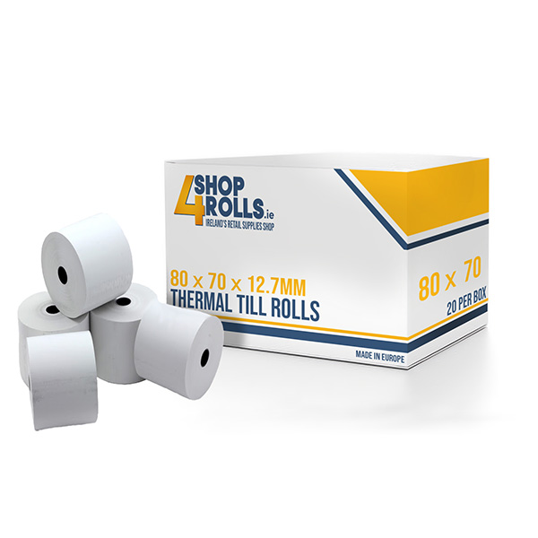 Thermal Till Rolls 80mm x 70mm 55GSM - 20 Rolls Per Box