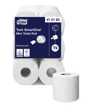 Tork T9 SmartOne Mini Toilet Roll 2-Ply - 620 Sheets - 12 Rolls Per Pack