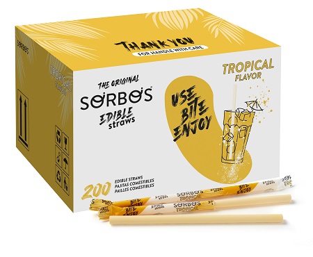 Sorbos Edible Straws Tropical - 8mm x 195mm - 200x Per Pack