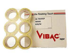 Vibac Grade A  Packaging Tape 48mm x 66m Clear - 6x Rolls Per Pack