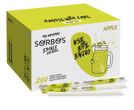 Sorbos Edible Straws Apple - 8mm x 195mm - 200x Per Pack