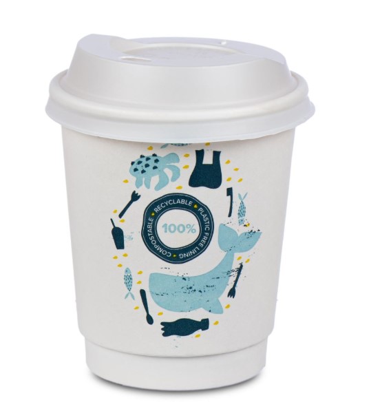 8oz Compostable Aqueous Double Wall Cups - 25 Per Pack