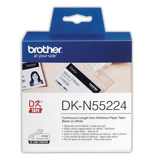 Brother Label - 54mm x 30.5metres Continuous Paper Roll Black on White DKN55224