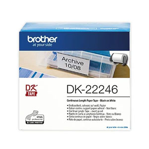 Brother Label  - 103mm x 30.5metres Continuous Paper Roll Black on White DK22246 - 1x Roll Per Pack