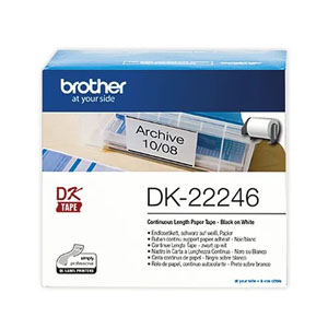 Brother Label  103mm x 30.5metres Continuous Paper Roll Black on White DK22246 - 1x Roll Per Pack