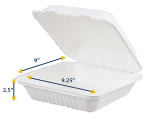 Bagasse Meal Box 1 Compartment - 100 Per Pack