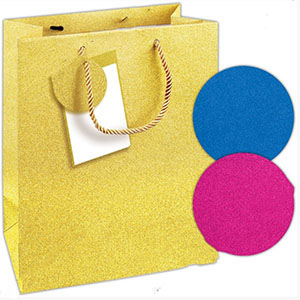 Luxury Glitter Gift Bags Medium - 12 x Assorted Pack