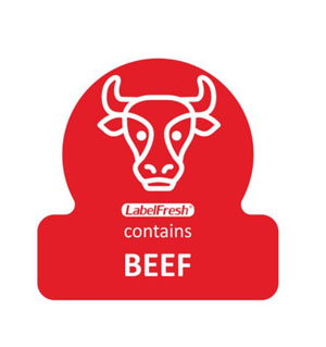 Allergy Food Label Beef - 30mm x 30mm - 500 Labels Per Pack