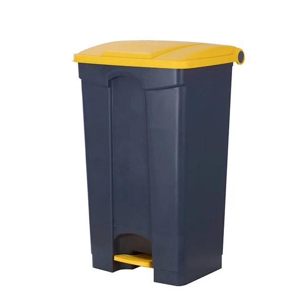 Waste Pedal Bin 87 Litre Grey & Yellow - 1x Per Pack
