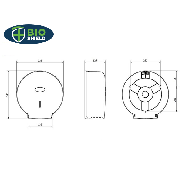 Bio Shield Maxi Toilet Roll Dispenser Glossy Black - 1x Per Pack