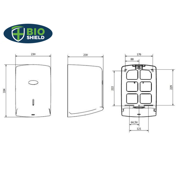 Bio-Shield Centrefeed Roll Dispenser Glossy Black - 1x Per Pack