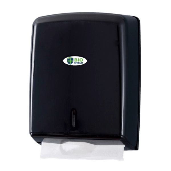 Bio Shield C/Z Fold Hand Towel Dispenser Glossy Black - 1x Per Pack