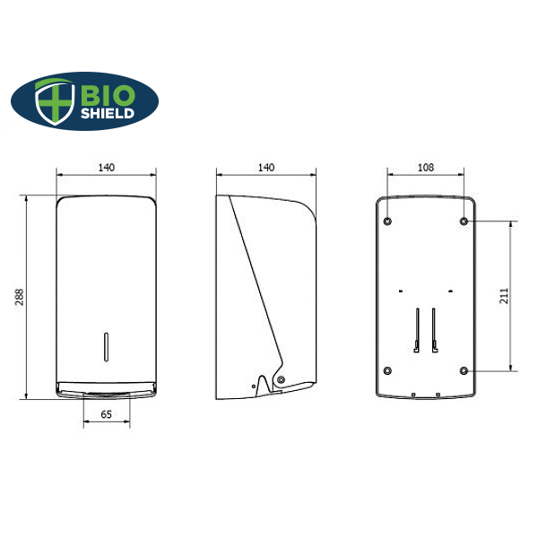 Bio Shield Bulk Pack Toilet Tissue Dispenser White - 1x Per Pack