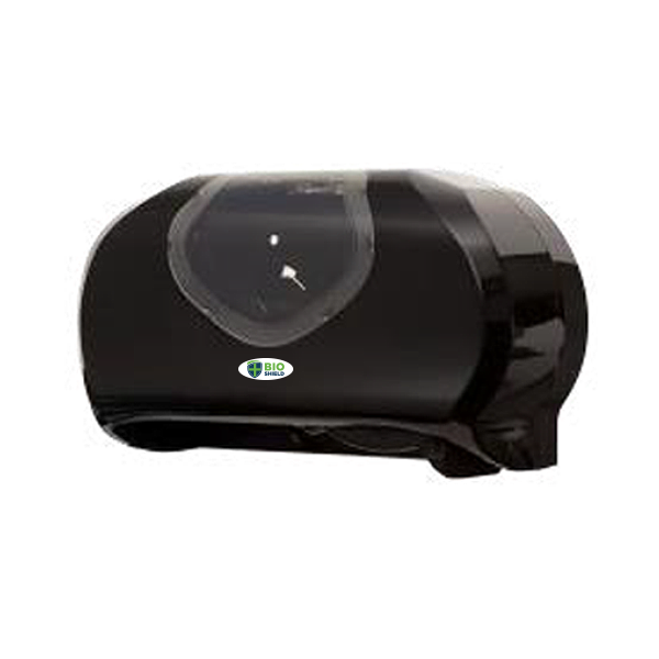 Bio Shield Twin Toilet Roll Dispenser Black - 2Rolls x 13 cm Diameter Rolls - 1 Per Pack