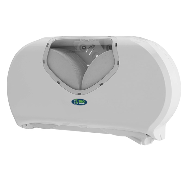 Bio Shield Twin Toilet Roll Dispenser White - 2Rolls x 13 cm Diameter Rolls - 1 Per Pack