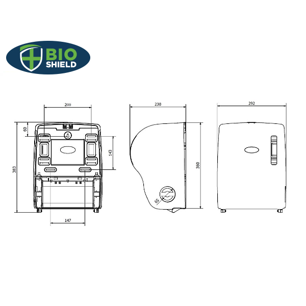 Bio Shield Autocut Paper Towel Dispenser White - 1x Per Pack