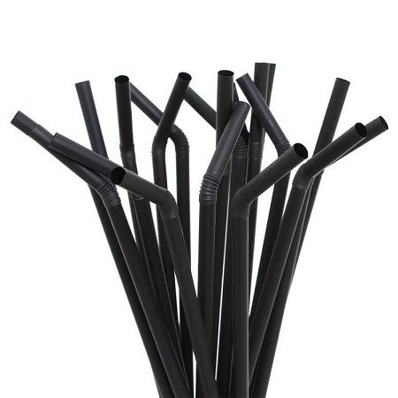 PP Straws Black Flexi - 5mm x 210mm - 250x Per Pack