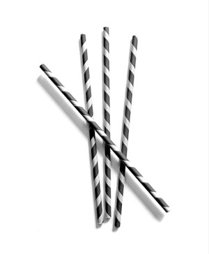 Paper Straws Black & White Smoothie - 9mm x 230mm - 200x Per Pack