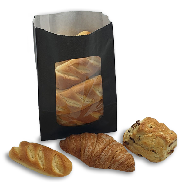 Black Deli / Bakery Window Bags - 250x Per Case