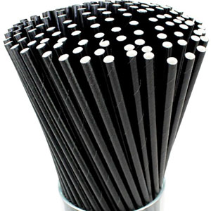 Bamboo Straws Black - 6mm x 200mm - 250x Per Pack