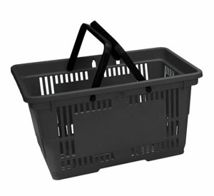 Black Plastic Shopping Basket - 28L - 1 Per Pack