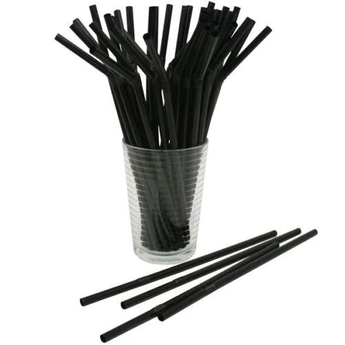 Black Compostable Bendy Straws 5mm x 195mm - 250x Per Pack