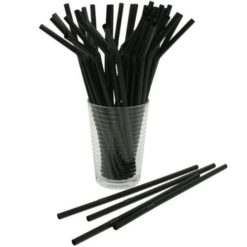 Black Compostable Bendy Straws 6mm x 195mm - 250x Per Pack