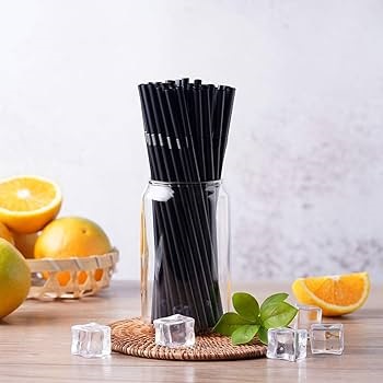 Black Compostable Bendy Straws 6mm x 195mm - 250x Per Pack