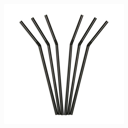 Black Compostable Bendy Straws 6mm x 195mm - 250x Per Pack