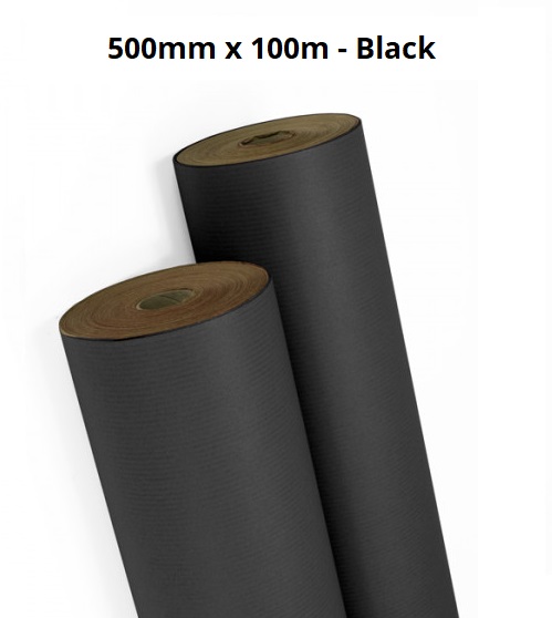 Black Pure Ribbed Kraft Rolls - 500mm x 100m 65gsm - 1x Roll Per Pack