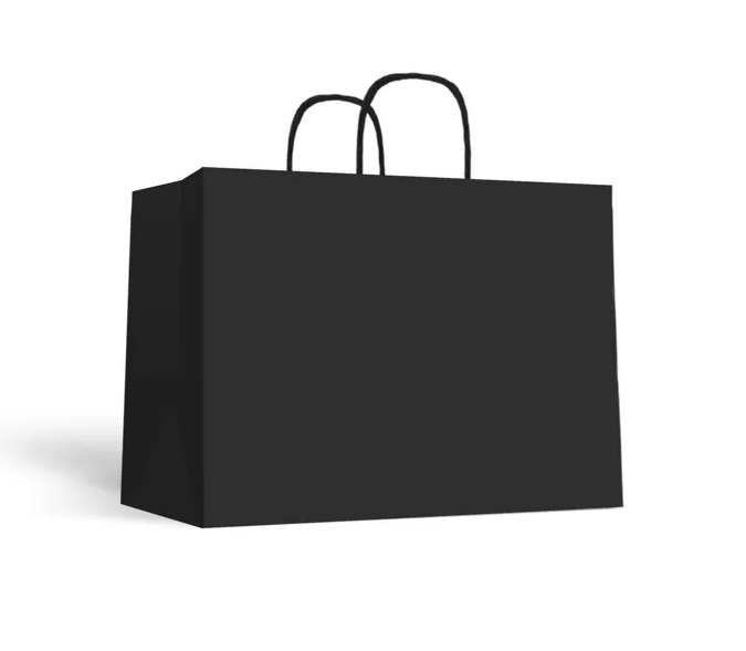 Luxury Black Paper Bags - Wide Large Twist Handle - 50x Per Pack