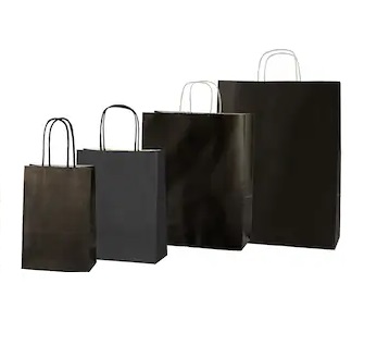 Luxury Black Paper Bags - Wide Large Twist Handle - 50x Per Pack